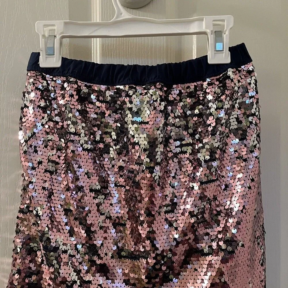 Oshkosh B'gosh Pink Silver Sequin Skirt Flippy Reversible Sequins Girls Size 12